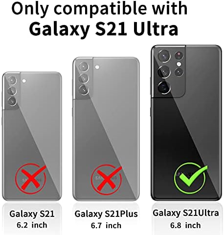 Rsenr tok Samsung Galaxy S21 Ultra övcsipesz Tok,Két TPU képernyővédő fólia,Dia Kamera Fedél & Kitámasztó, Beépített 360°
