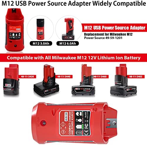 DMMNS M12 12V USB hálózati Forrás Töltő Adapter Cserélje ki a Milwaukee M12 Akkumulátor Adapter Milwaukee-Fűthető Kabát 49-24-2310