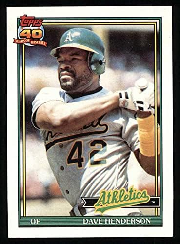 1991 Topps 144 Dave Henderson Oakland Athletics (Baseball Kártya) NM/MT Atlétika
