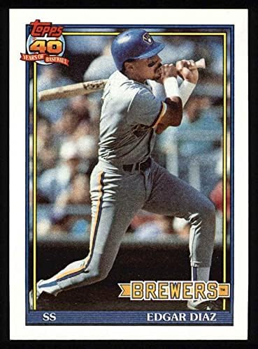 1991 Topps 164 Edgar Diaz Milwaukee Brewers (Baseball Kártya) NM/MT Brewers