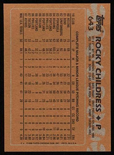 1988 Topps 643 Rocky Childress Houston Astros (Baseball Kártya) NM/MT Astros
