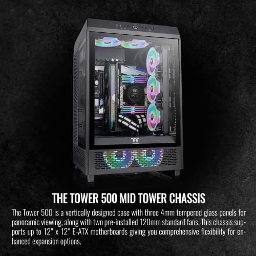 Thermaltake Torony 500 Függőleges Mid-Tower Számítógép Alváz Támogatja E-ATX CA-1X1-00M1WN-00 & LCD Panel Készlet, A Torony