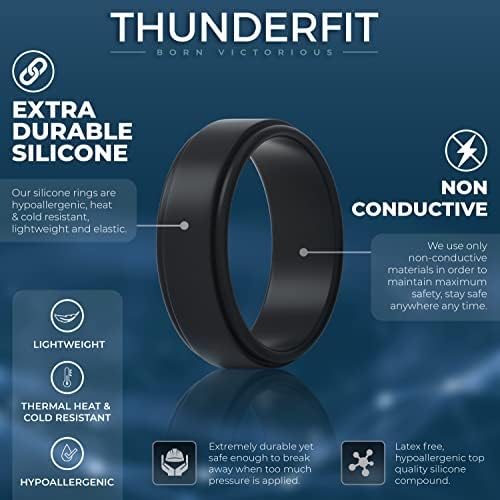 ThunderFit Szilikon Gyűrűk, a Férfiak 7 Gyűrűk / 4 Gyűrű / 1 Gyűrű - Lépés a Széle Sima Design Gumi Eljegyzési Zenekarok