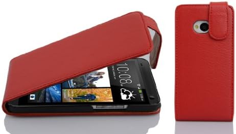 Cadorabo Esetben Kompatibilis a HTC ONE M7-es Candy Apple RED - Flip Stílus Esetben Készült Strukturált Műbőr - Pénztárca