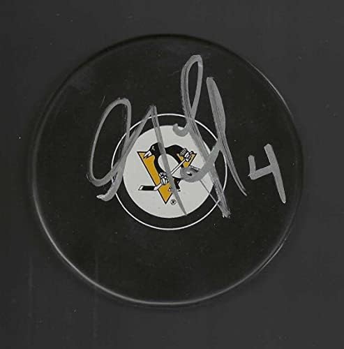 Corey Foster Aláírt Pittsburgh Penguins Puck - Dedikált NHL Korong
