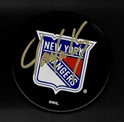 Jamie Lundmark Aláírt New York-i Ranger Szuvenír Puck - Dedikált NHL Korong