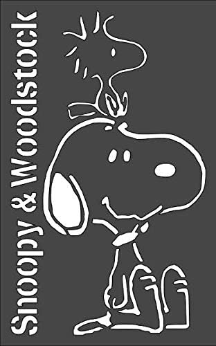 1 - 5x8 hüvelyk Egyéni Vágott Stencil, (ND-65) Snoopy & Woodstock Iparművészeti Scrapbooking Festmény A Falon Fa, Üveg
