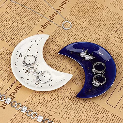 Kis Hold Ékszerek Tál Tálca, Dekoratív Kerámia Bizsu Étel, Modern Akcentussal Tálca Hiúságból (Kék)