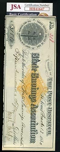 Joseph Pulitzer SZÖVETSÉG Coa Aláírt 1880 Ellenőrizze Autogramot